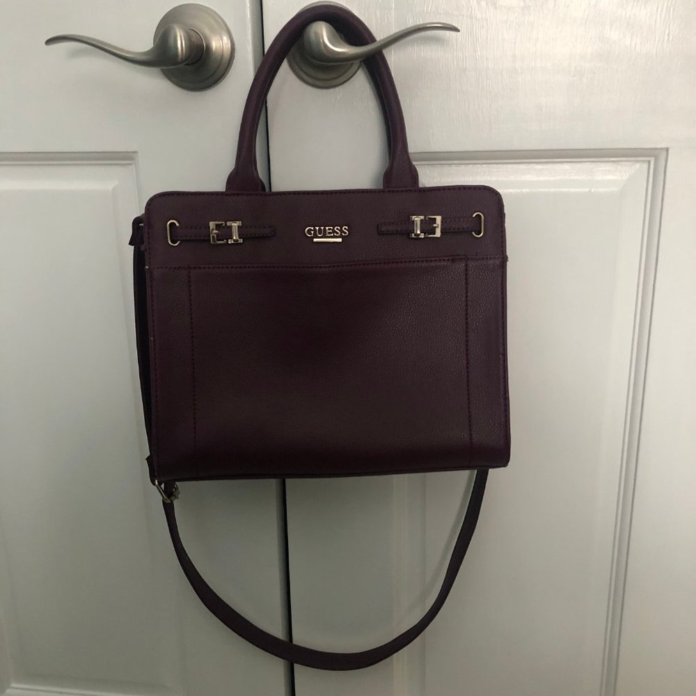 Guess Burgundy Satchel Purse & Wallet